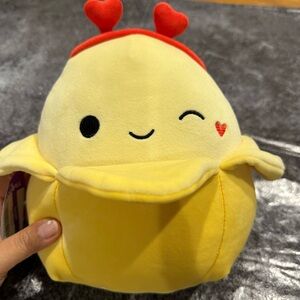 Squishmallow junie Banana with Red Hearts